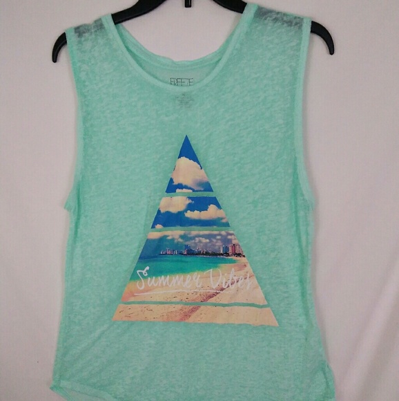 Freeze Tops - Freeze Tank Top Loose Fit Teal Size L Sheer